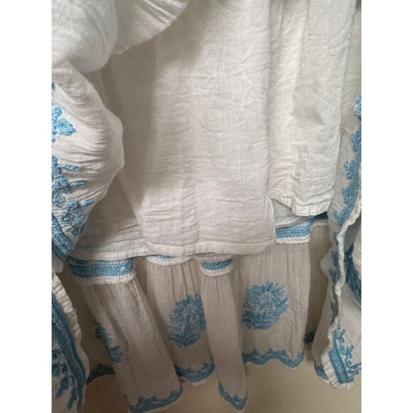 SOFT SURROUNDINGS Juniper Dress White Turquoise Embroidery, Midi, Sz M - Picture 8 of 13